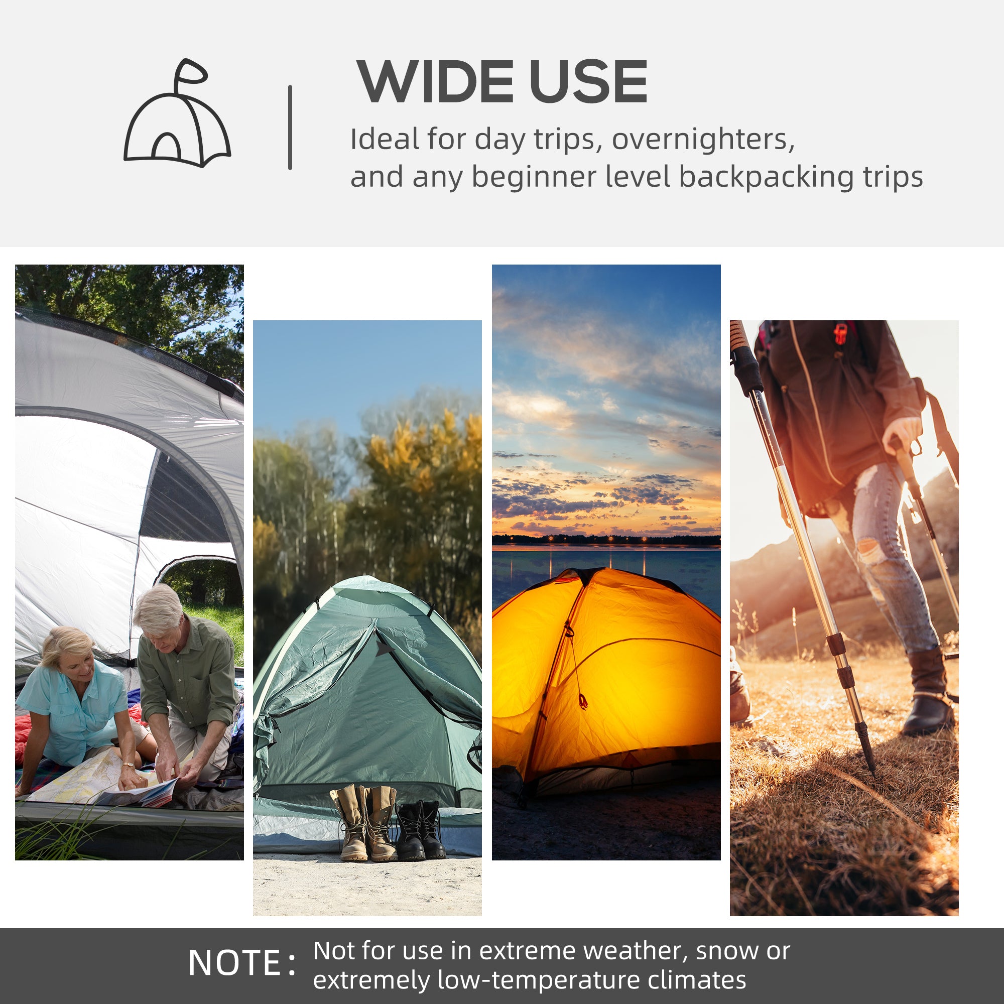 Dome Tent for 6-8 Person, Camping Tent with 4 Zipped Mesh Doors, Removable Oxford Cloth, Lamp Hook, Portable Carry Bag, White and Grey