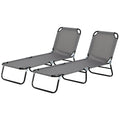Garden Sun Lounger Set of 2 with Five-Position Backrest - Grey