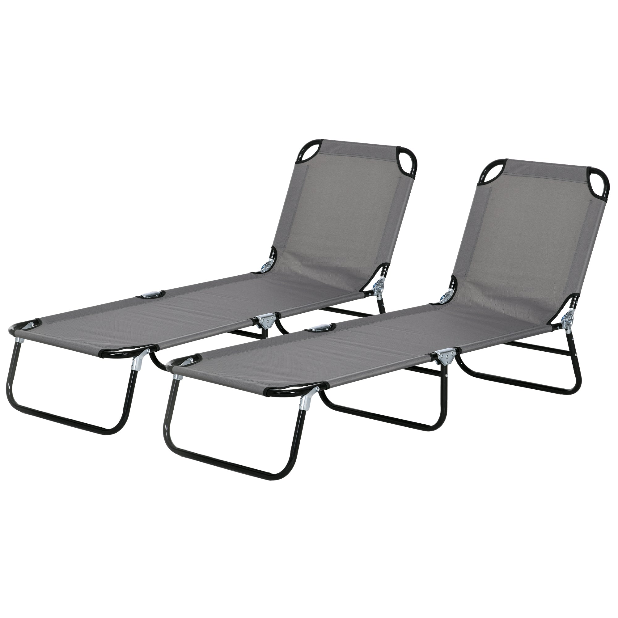 Garden Sun Lounger, with Five-Position Back - Grey