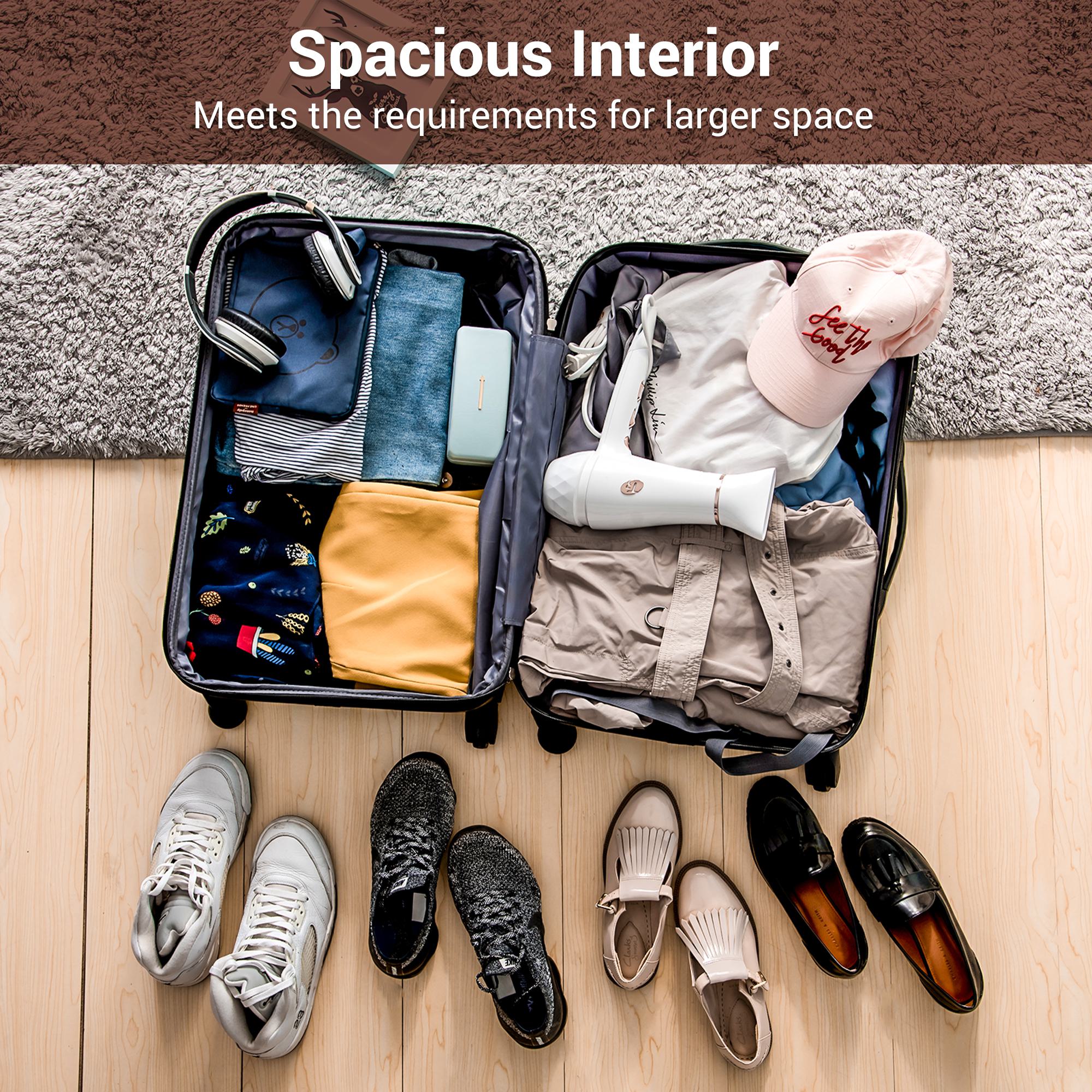 20" 4-Wheel ABS Hard Shell Travel Trolley Suitcase with Adjustable Handle, Luggage with Secure Lock, 35L x 23W x 57H cm, Brown+White