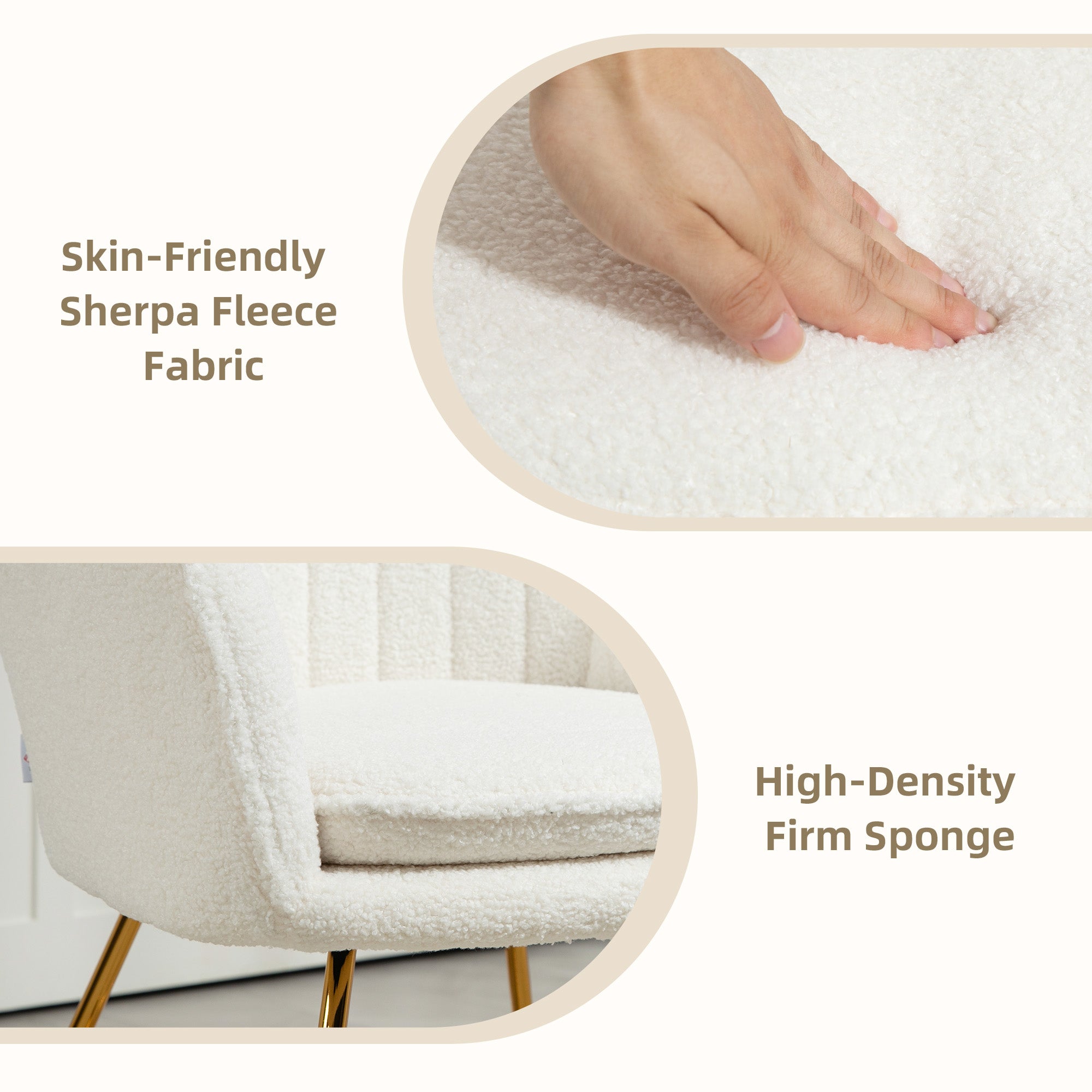 Set of Two Sherpa Fleece Dining Chairs - Cream