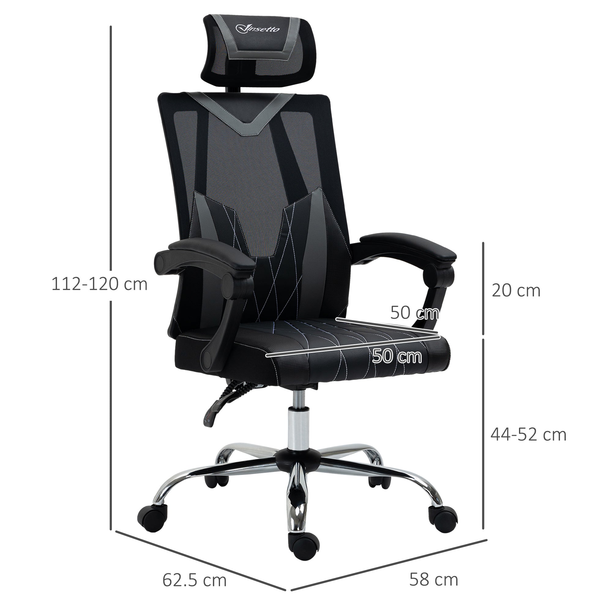 Office Chair Ergonomic Desk Chair with Rotate Headrest, Lumbar Support & Adjustable Height, 360° Swivel Computer Chair