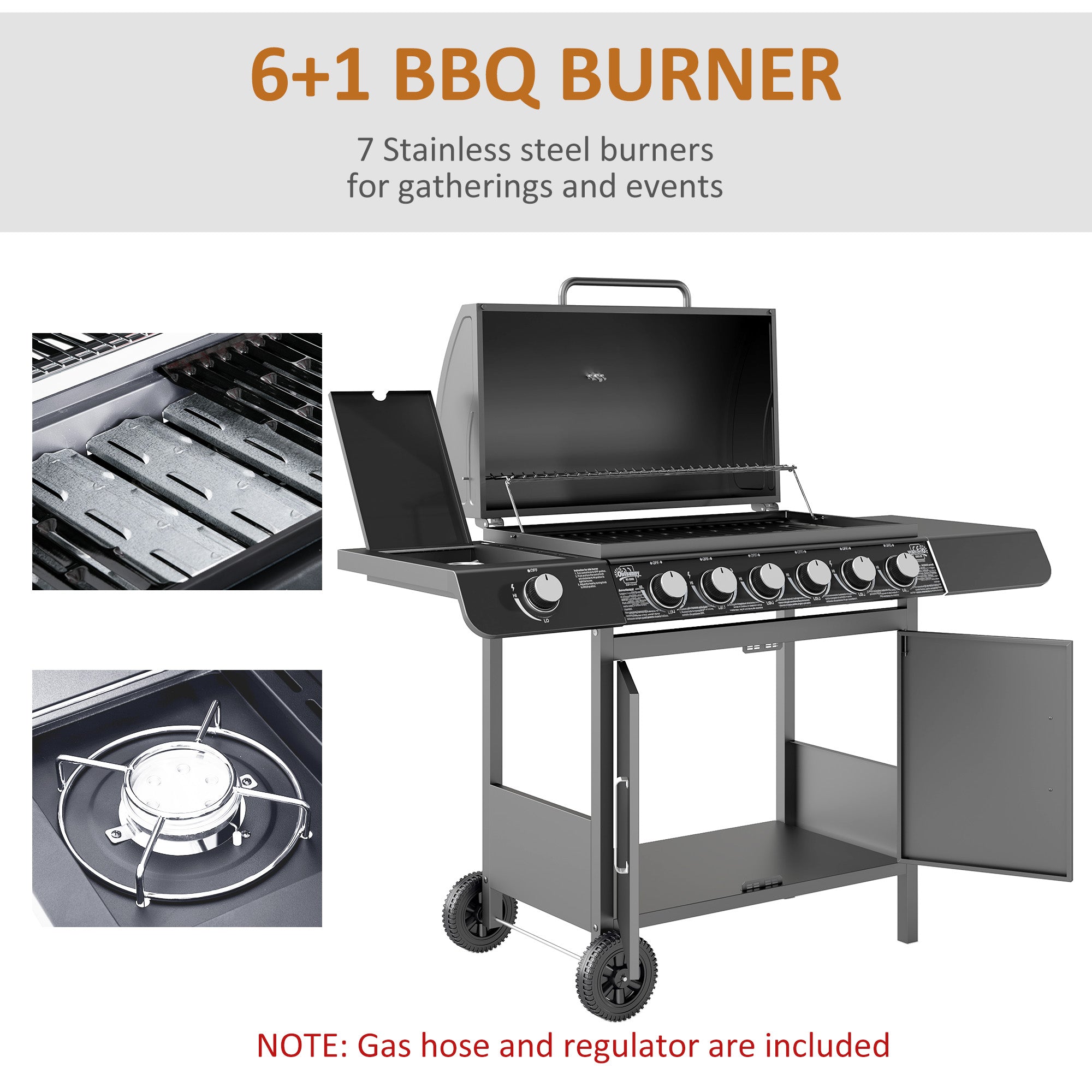 Seven-Burner Gas BBQ Grill - Grey