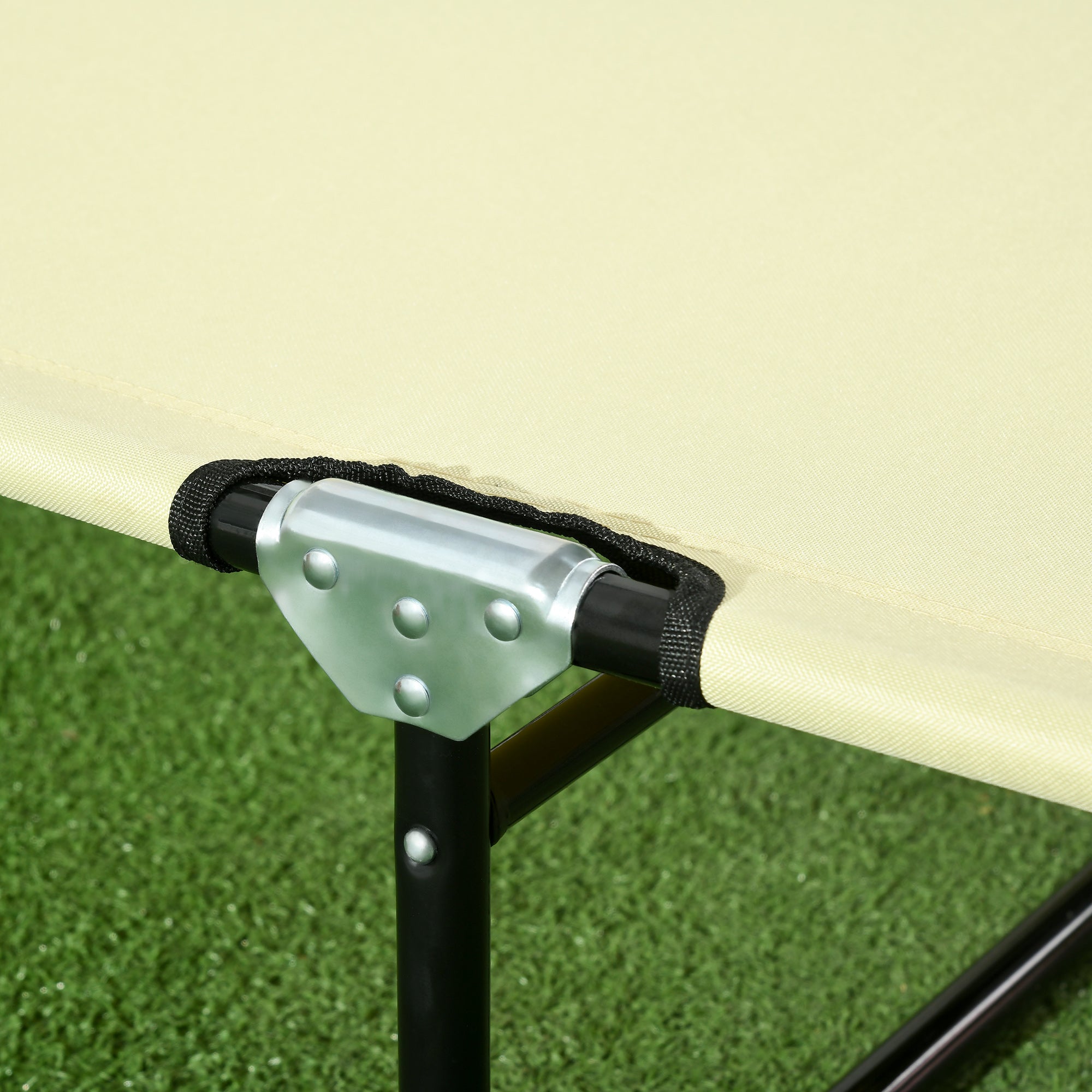 Set of Two Metal Frame Folding Sun Loungers - Beige