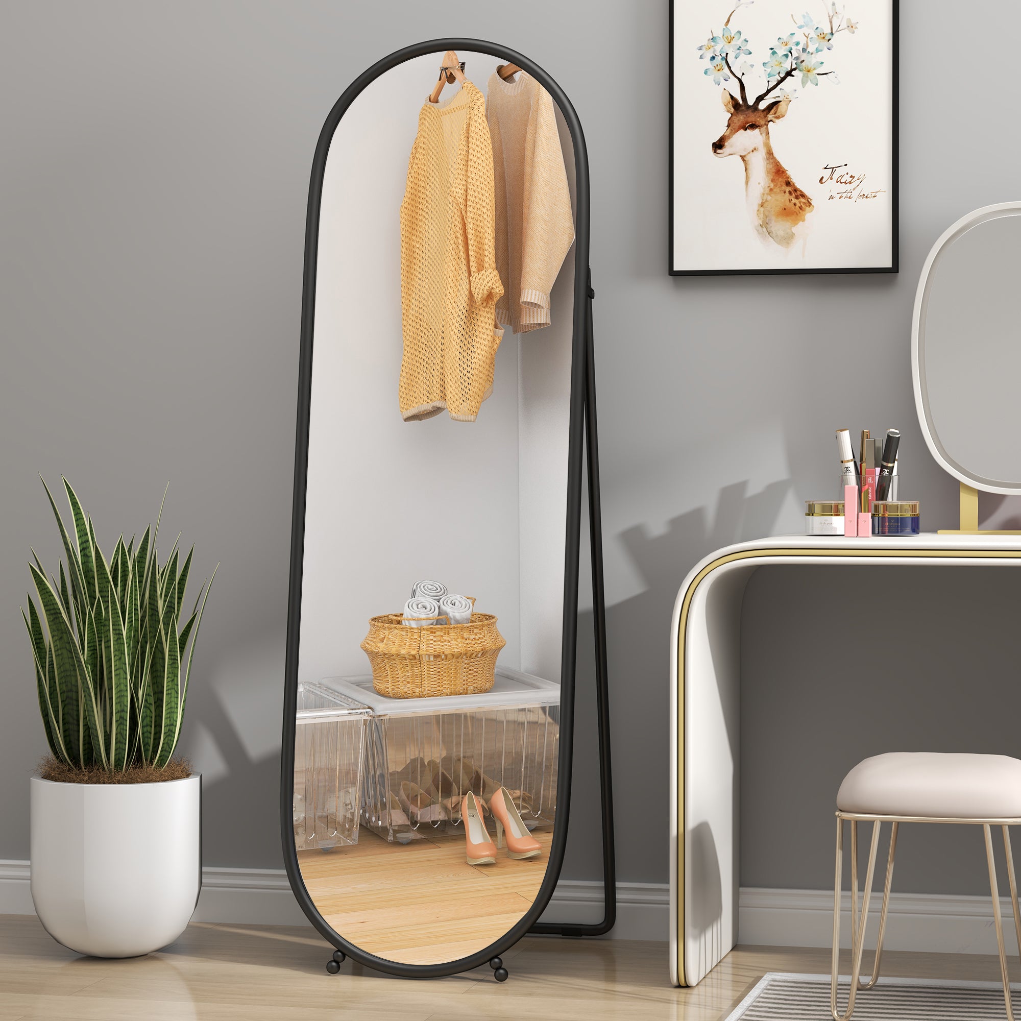 Two-Way Curved Full Length Mirror - Black