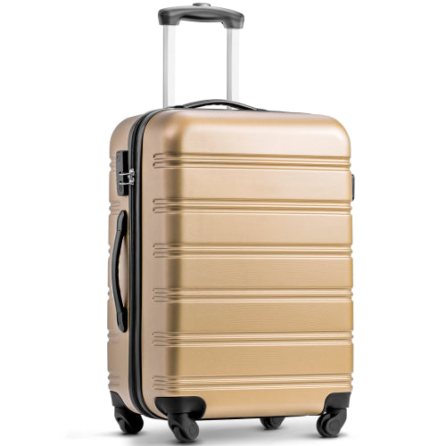28" 4-Wheel ABS Hard Shell Travel Trolley Suitcase with Silent Universal Wheels, Luggage with Secure Lock, 52L × 32W × 78H cm, Golden