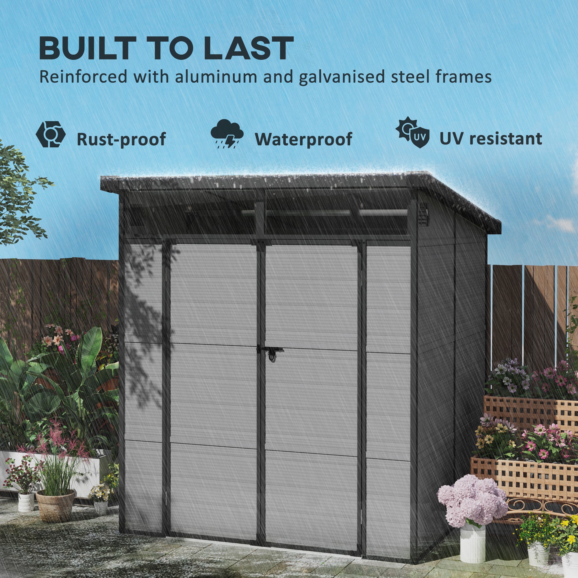6ft Outdoor Resin Storage Shed with Windows and Air Vents Light Grey