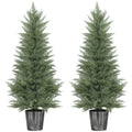 135cm Artificial Cypress Trees Set of 2, UV Resistant Artificial Plants with Decorative Pot, Fake Plants for Indoor Outdoor Decor, Green