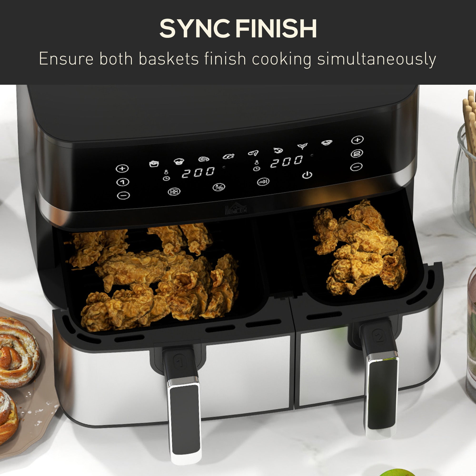 8.5L Dual Basket Air Fryer, with Sync and Multi-Menu Cooking