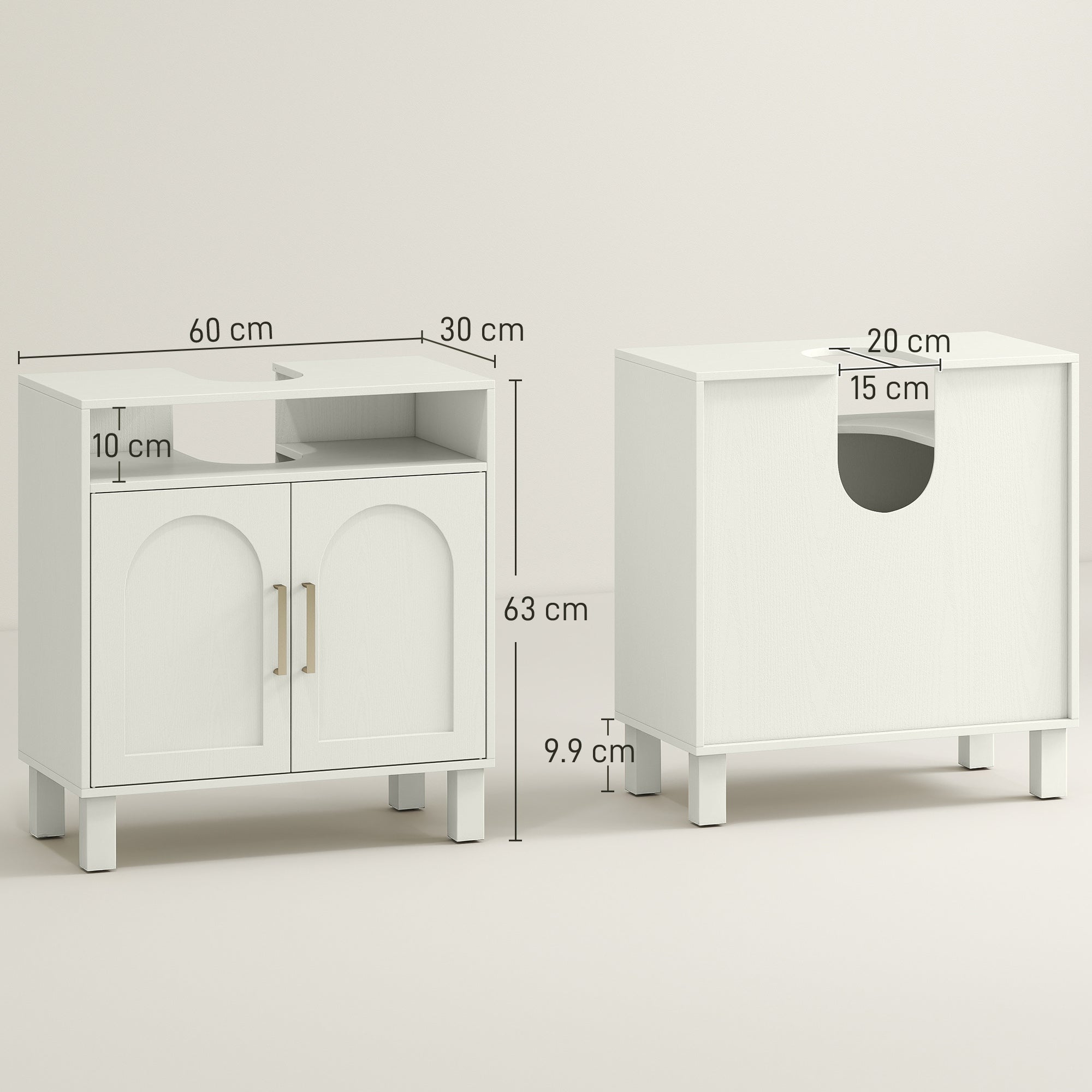 Under Sink Cabinet for Basin without Pedestal - Cream White