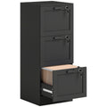 3-Drawer Filing Cabinet with Lock - Black