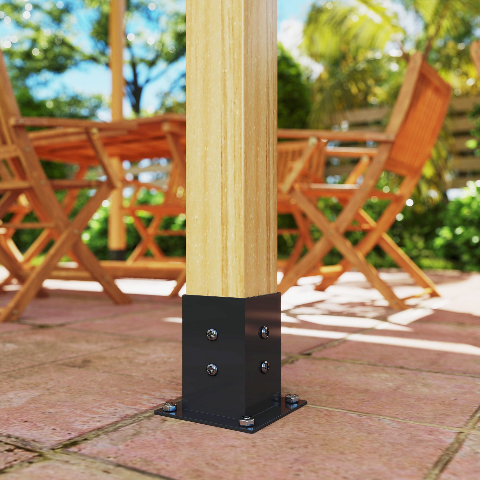 Pergola Kit, DIY Pergola Brackets with 3-Way Pergola Corner Brackets and Post Base for 4" x 4" (Actual 3.6" x 3.6") Lumber, 8 PCS Includes Screws