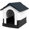 Plastic Dog Kennel for Miniature and Small Dogs with Windows, Garden Patio 80x69x76cm - Grey