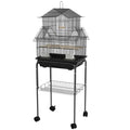 Metal Bird Cage for Finches, Canaries, Budgies with Swing, Perch, Food Container & Tray 50.5x40x63cm - Black