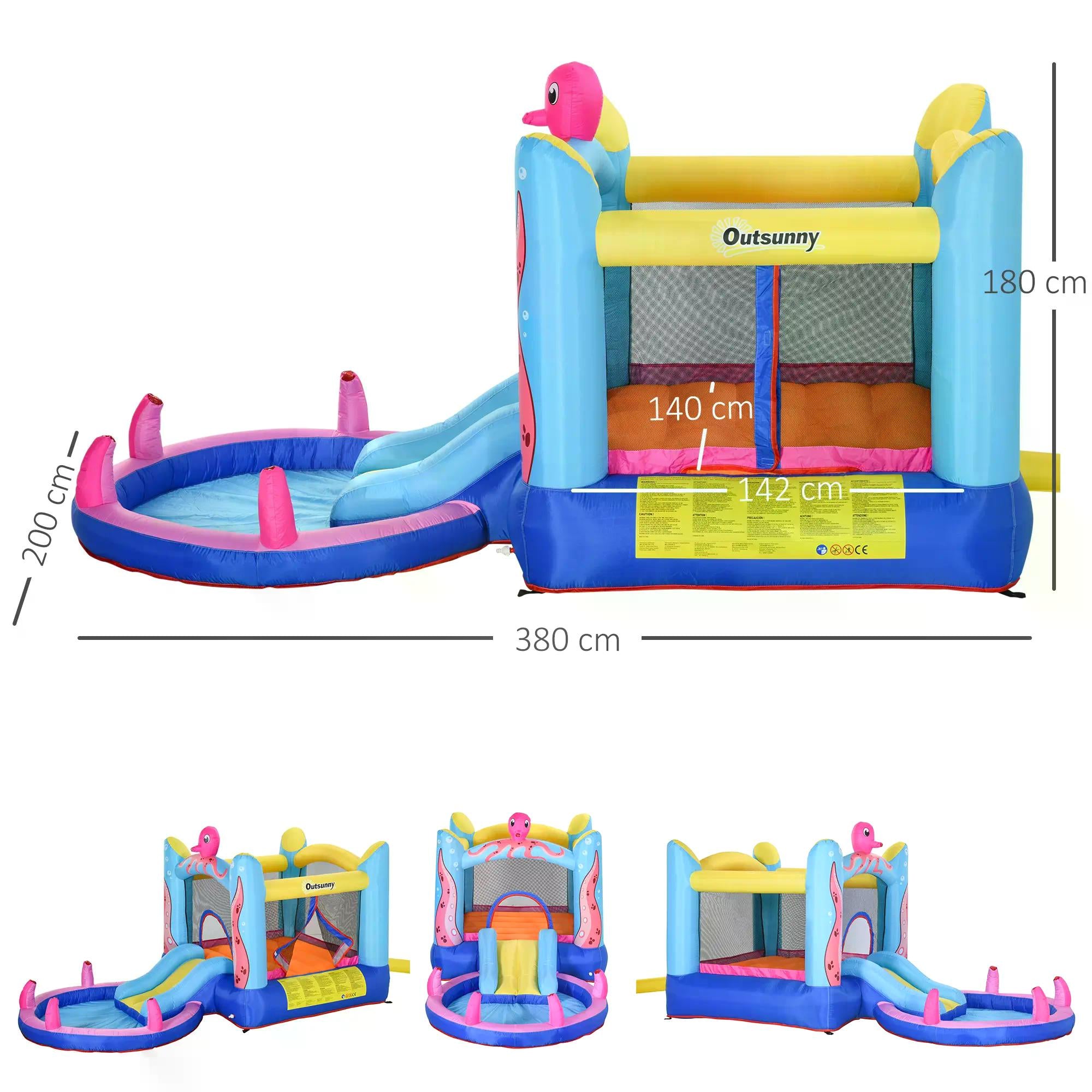 Bounce Castle Inflatable Trampoline Slide Pool Octopus Design 3.8 x 2 x 1.8m