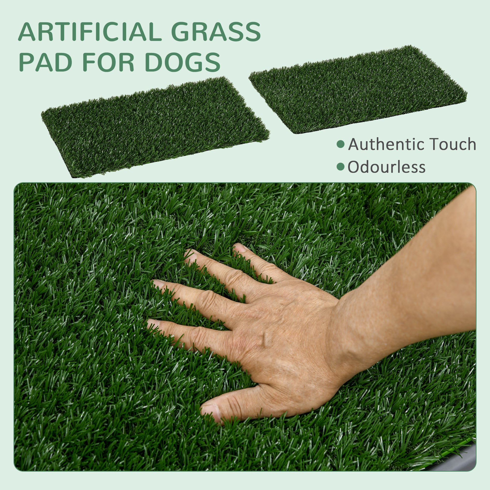 Artificial Grass Dog Toilet with Tray for Potty Training Indoor Outdoor, 2 Packs, 67 x 41cm