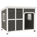 Wooden Outdoor Dog House with Asphalt Roof, Openable Top & Removable Floor, 103x77x83cm - Light Grey