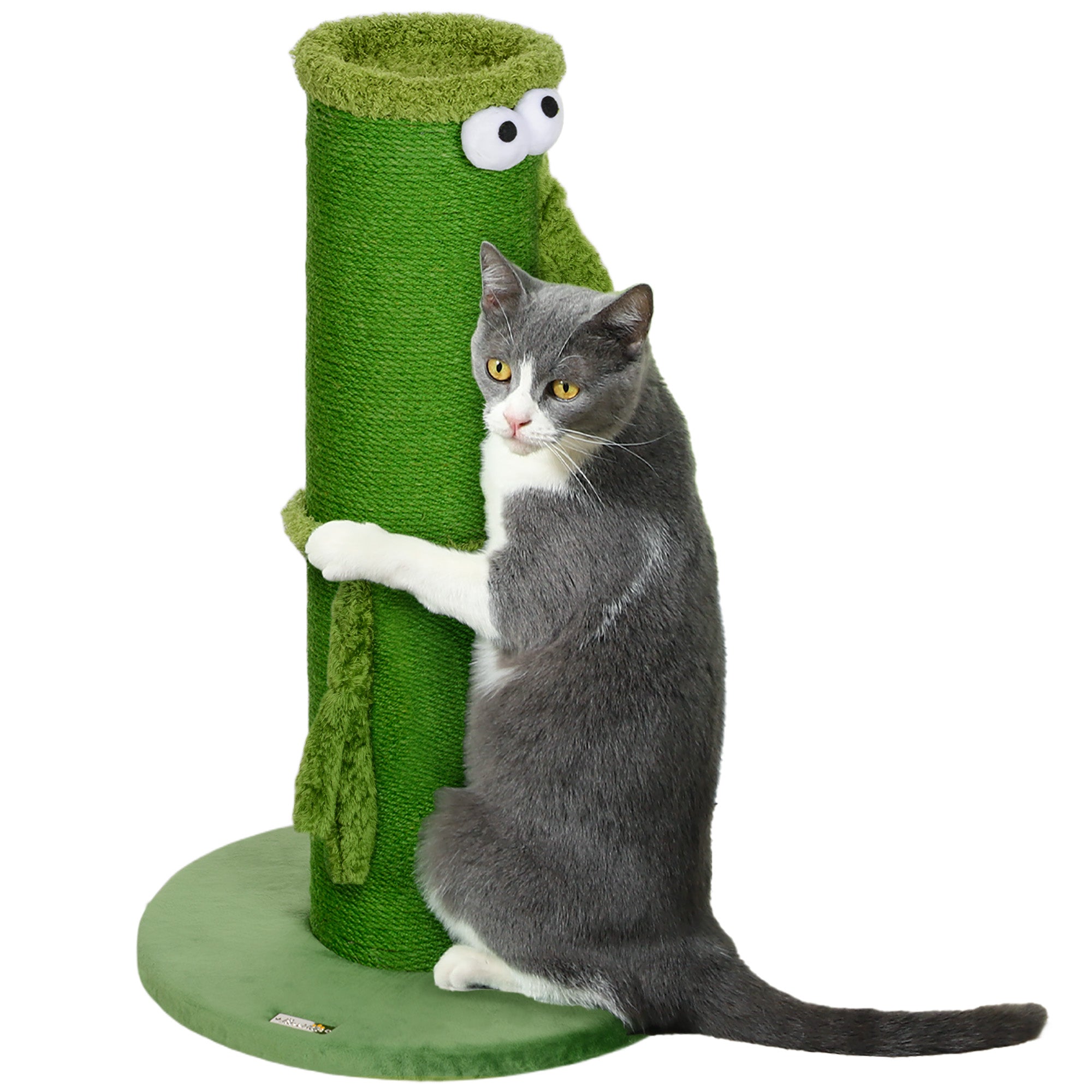 63cm Cat Scratching Post for Indoor Cats, with Sisal Rope Cover, Large Base, Green