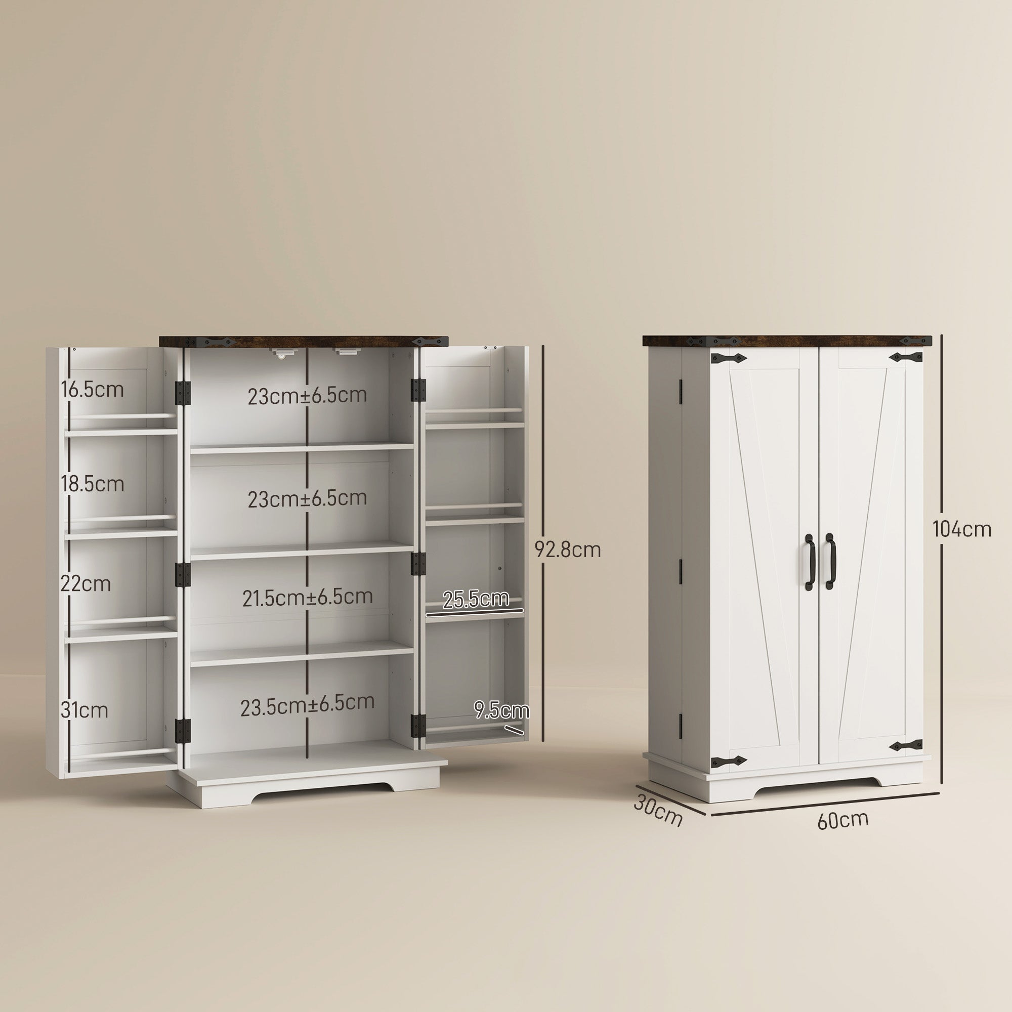 Multi-Storage Farmhouse Style Cabinet - White