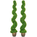 Set of 2 Artificial Plants, Topiary Spiral Boxwood Trees with Pot, for Home Indoor Outdoor Decor, 150cm