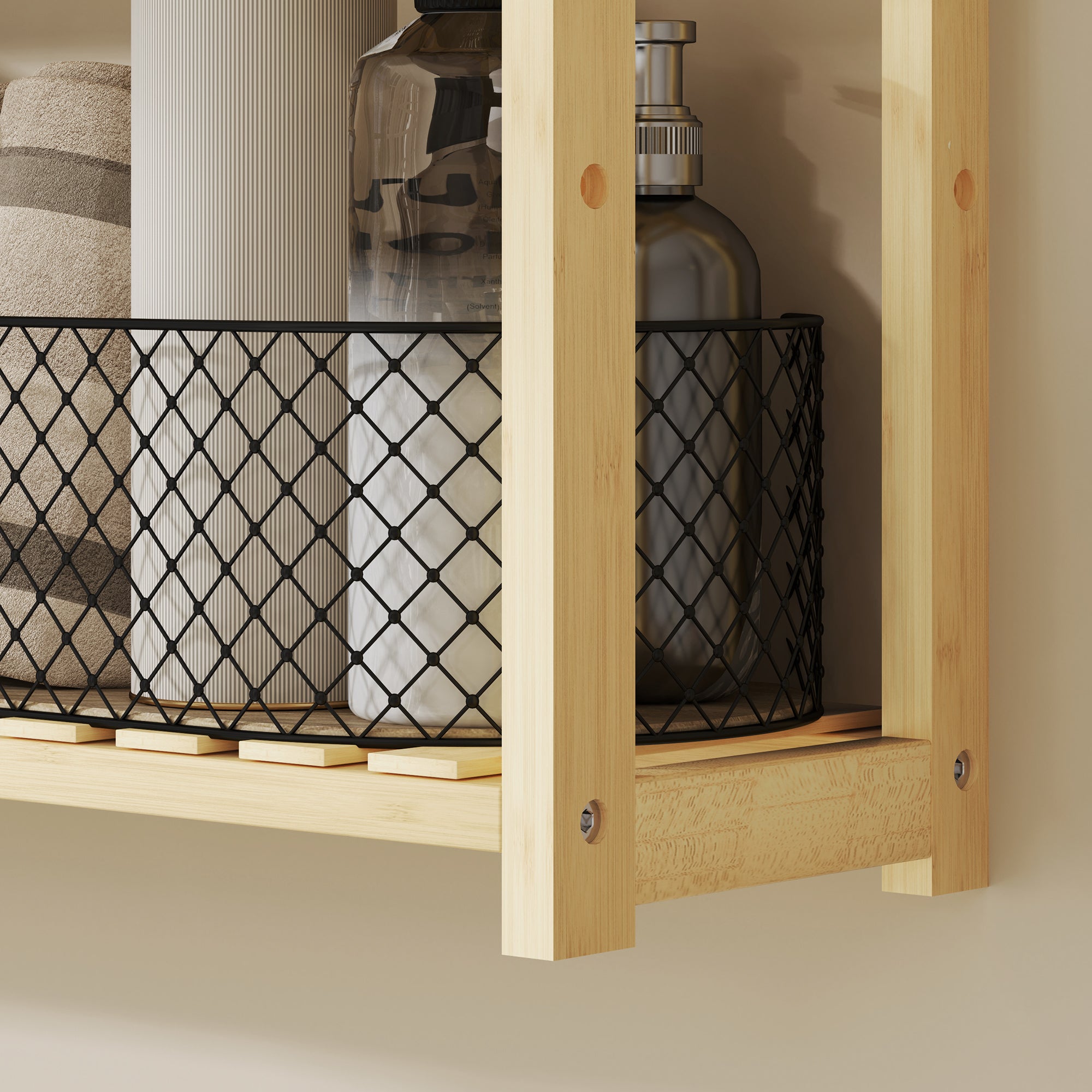 Three-Tier Bamboo Bathroom Rack - Natural Finish