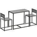 3 Piece Table Stool Set - Charcoal Grey Wood-Effect