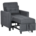 Compact Single Pull-Out Sofa Bed with Adjustable Backrest, Pillow & Side Pockets - Grey