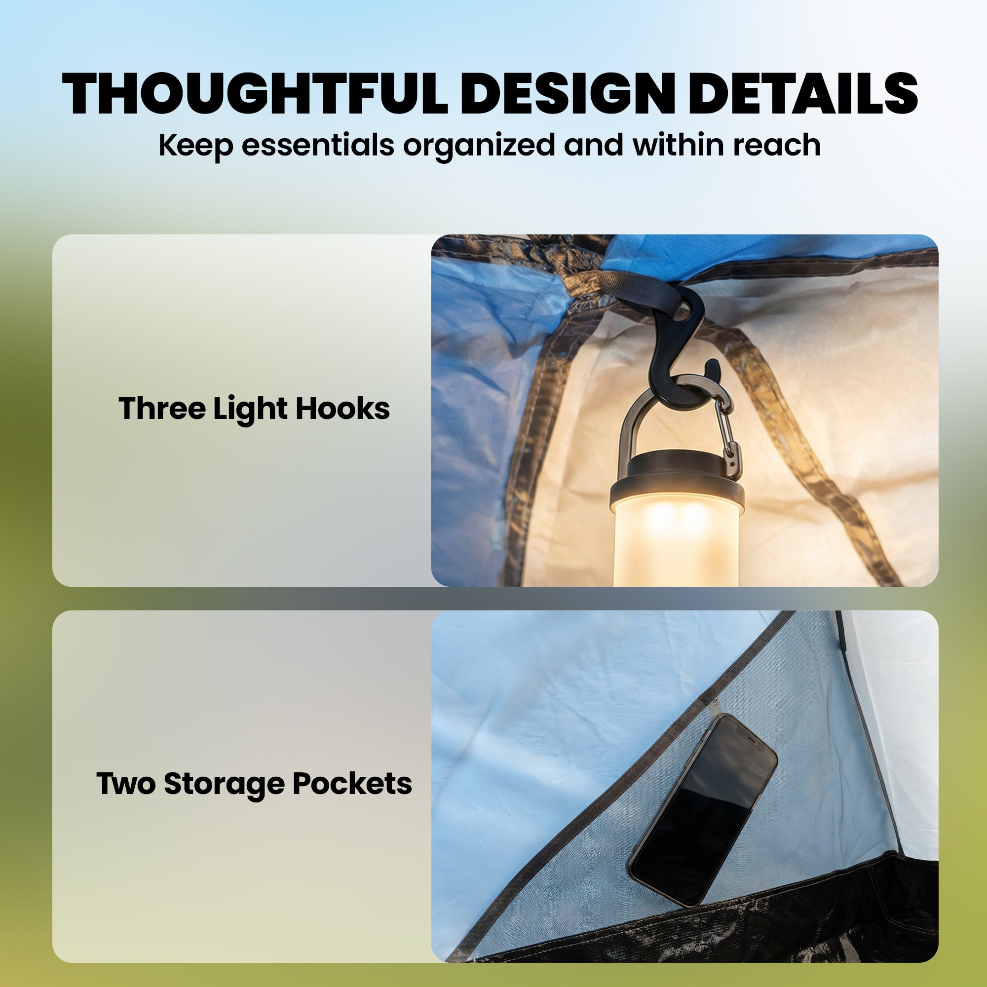 Family Camping Tent 3000mm Waterproof Windproof Tunnel Tent 8-12 Person, Navy Blue & Light Grey