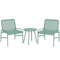 3 Piece Rattan Bistro Set, Outdoor Garden Furniture Set with 2 Chairs, Round Coffee Table for Patio, Balcony, Green