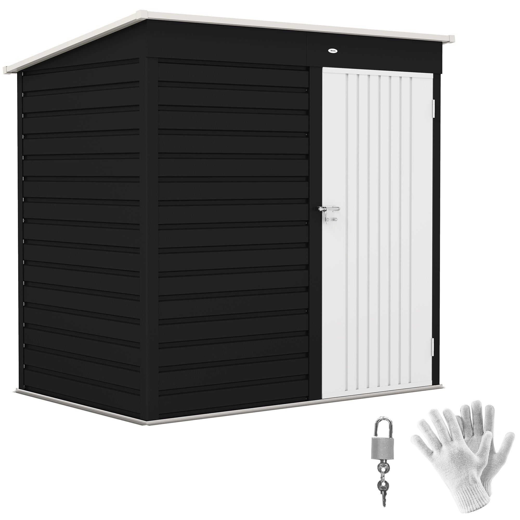 6 x 4ft Metal Garden Storage Shed with Lockable Door - Dark Grey