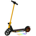 Folding Electric Scooter for Kids 6-14 with Dual Brakes, Front Suspension, LED Lights & Display - Gold Tone