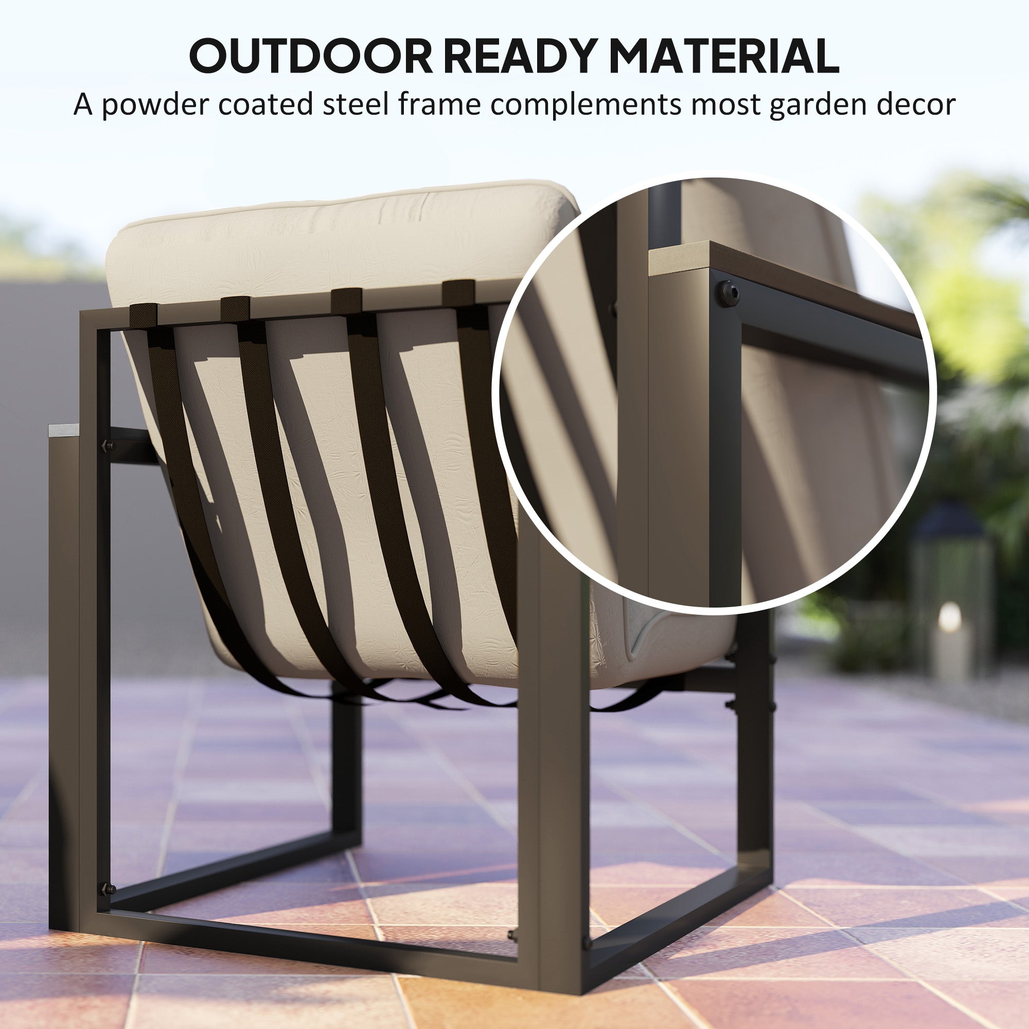 4-Piece Garden Furniture Set with Loveseat, Armchairs & Glass Coffee Table - Dark Grey
