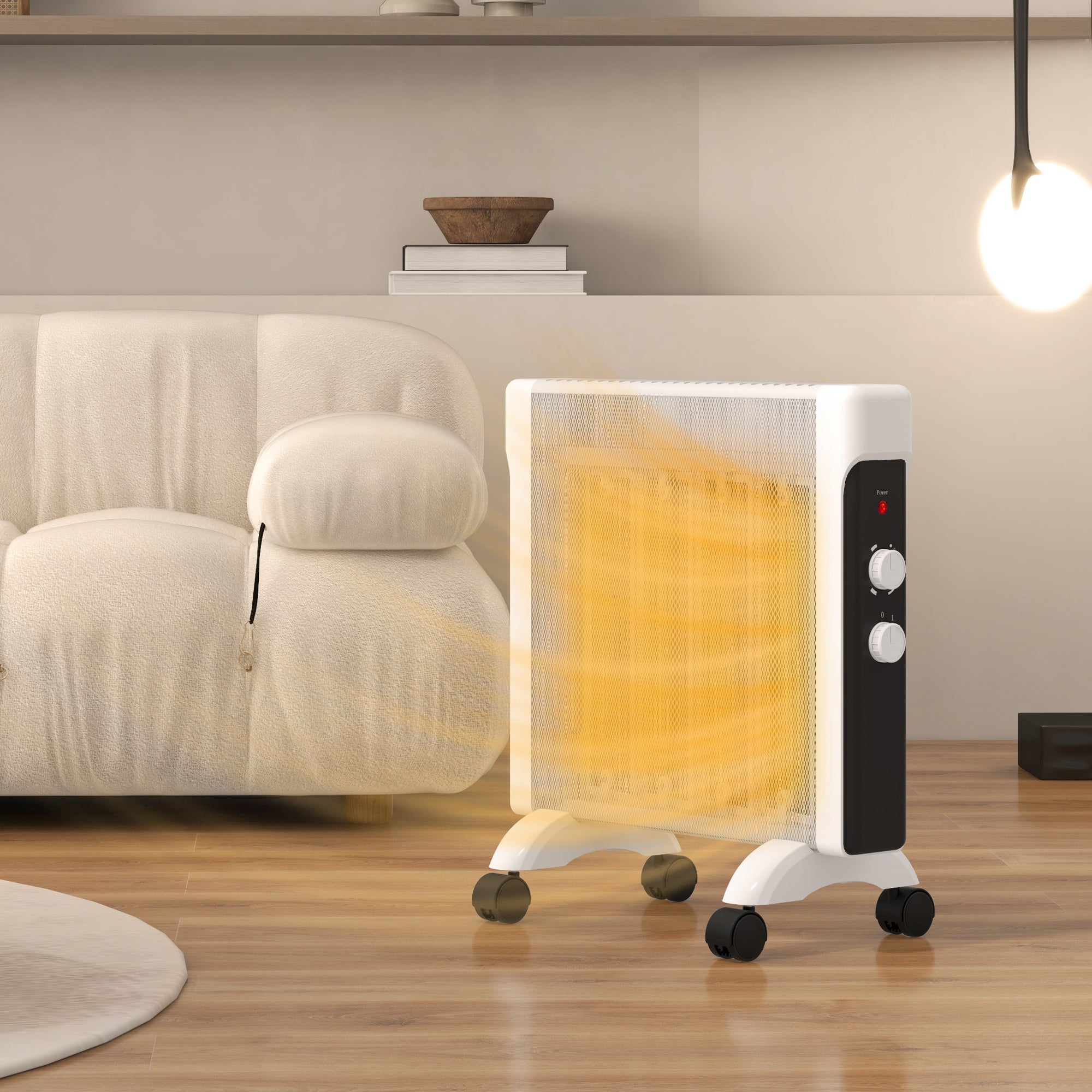 2kW Electric Heater with Adjustable 10-45°C Temperature - White