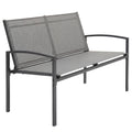 Metal Garden Bench, 2 Seater Outdoor Furniture Seating with Breathable Texteline Fabric, Park Patio Seat, Grey