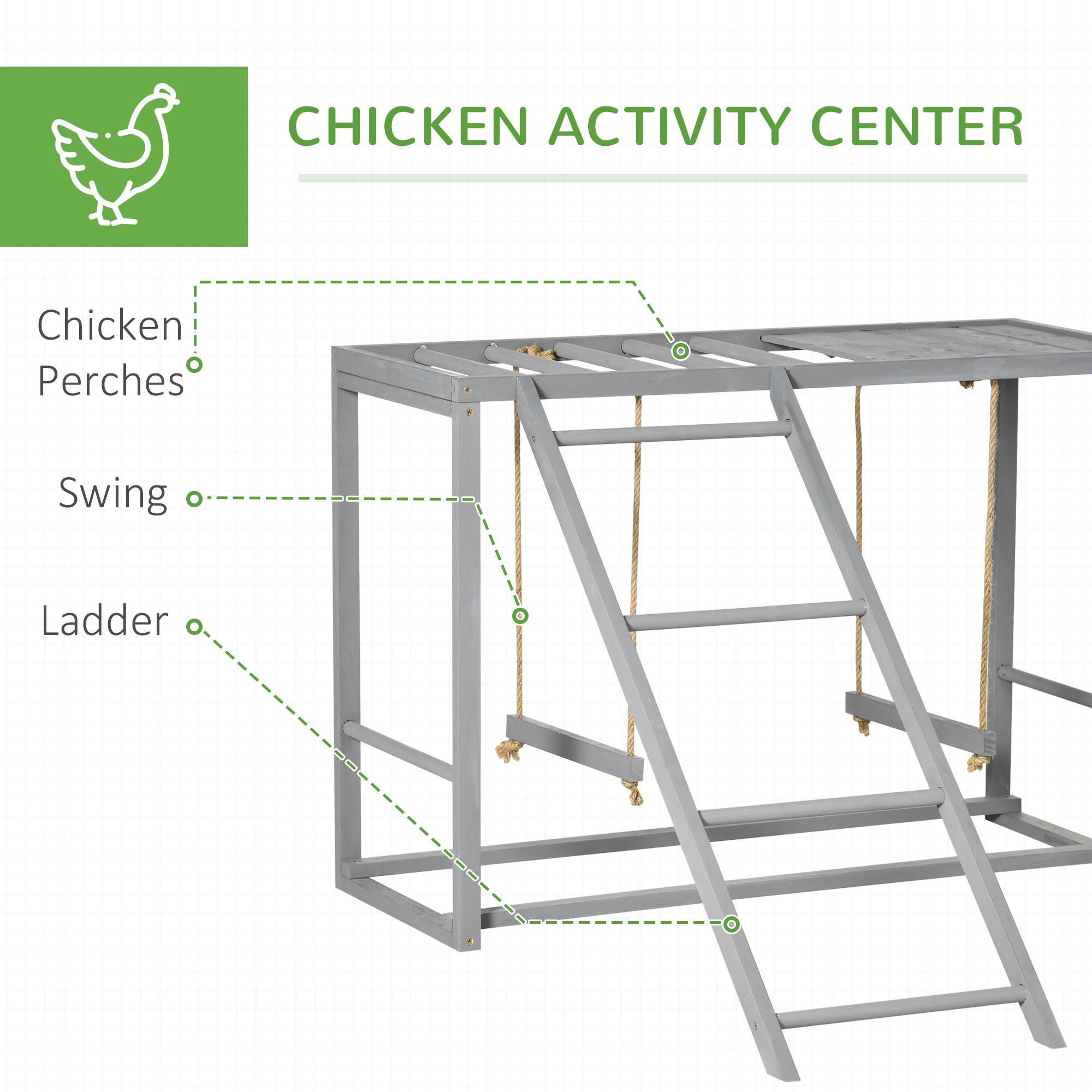Walk In Chicken Run with Chicken Activity Shelf and Cover, 2.8 x 5.7 x 2m
