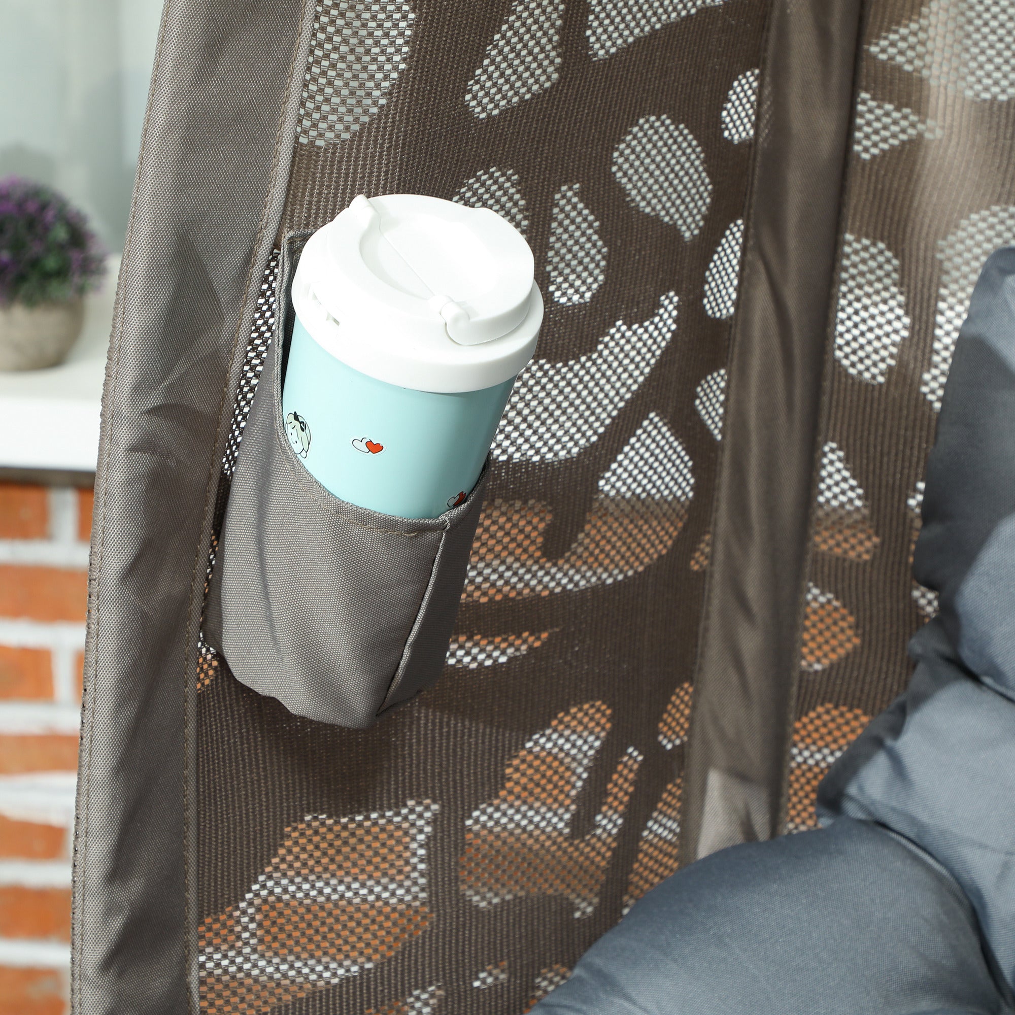 Swivel Egg Chair with Cushions and Metal Frame - Grey