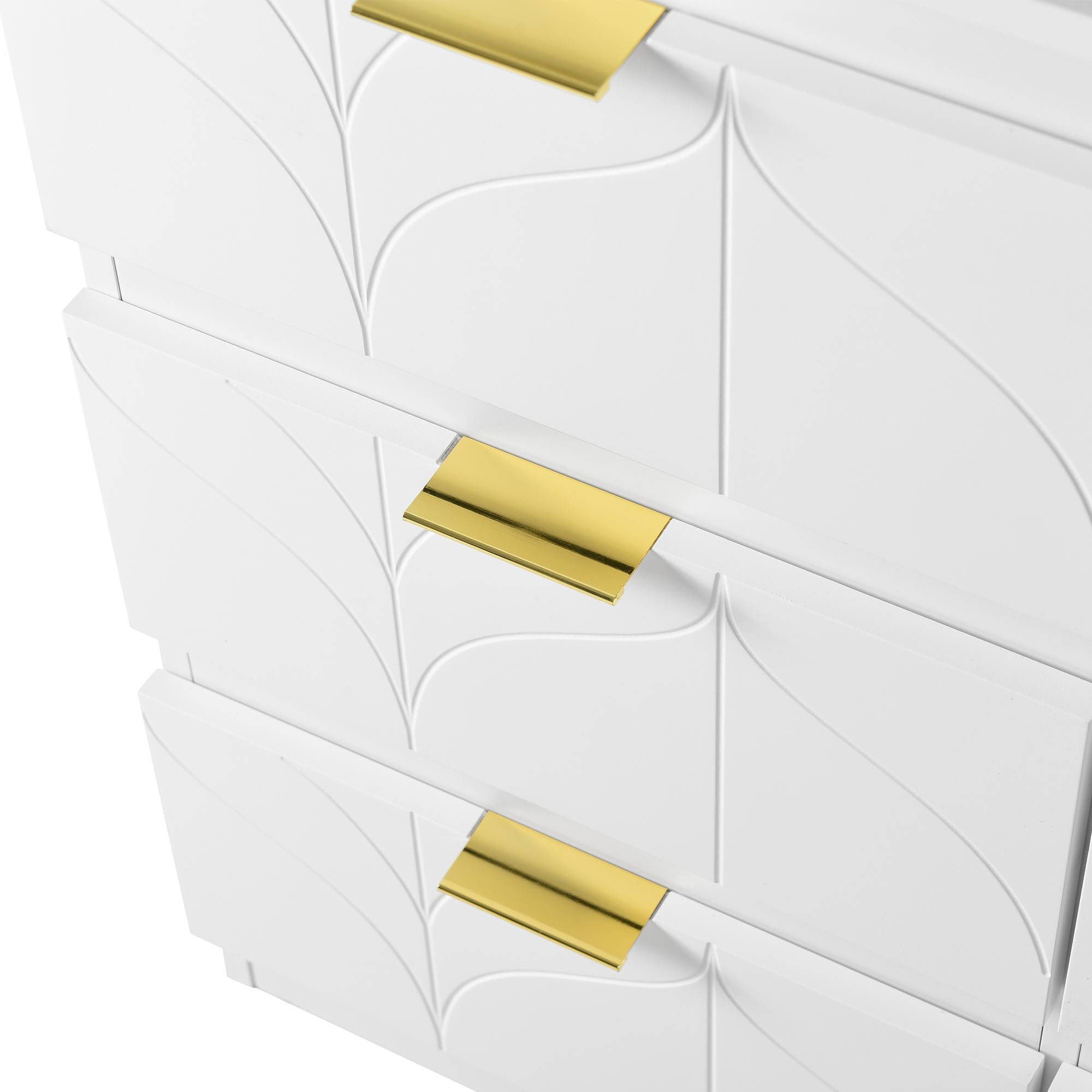Elegant Dressing Table with 180° Rotating Top and 6 Silent Drawers - White
