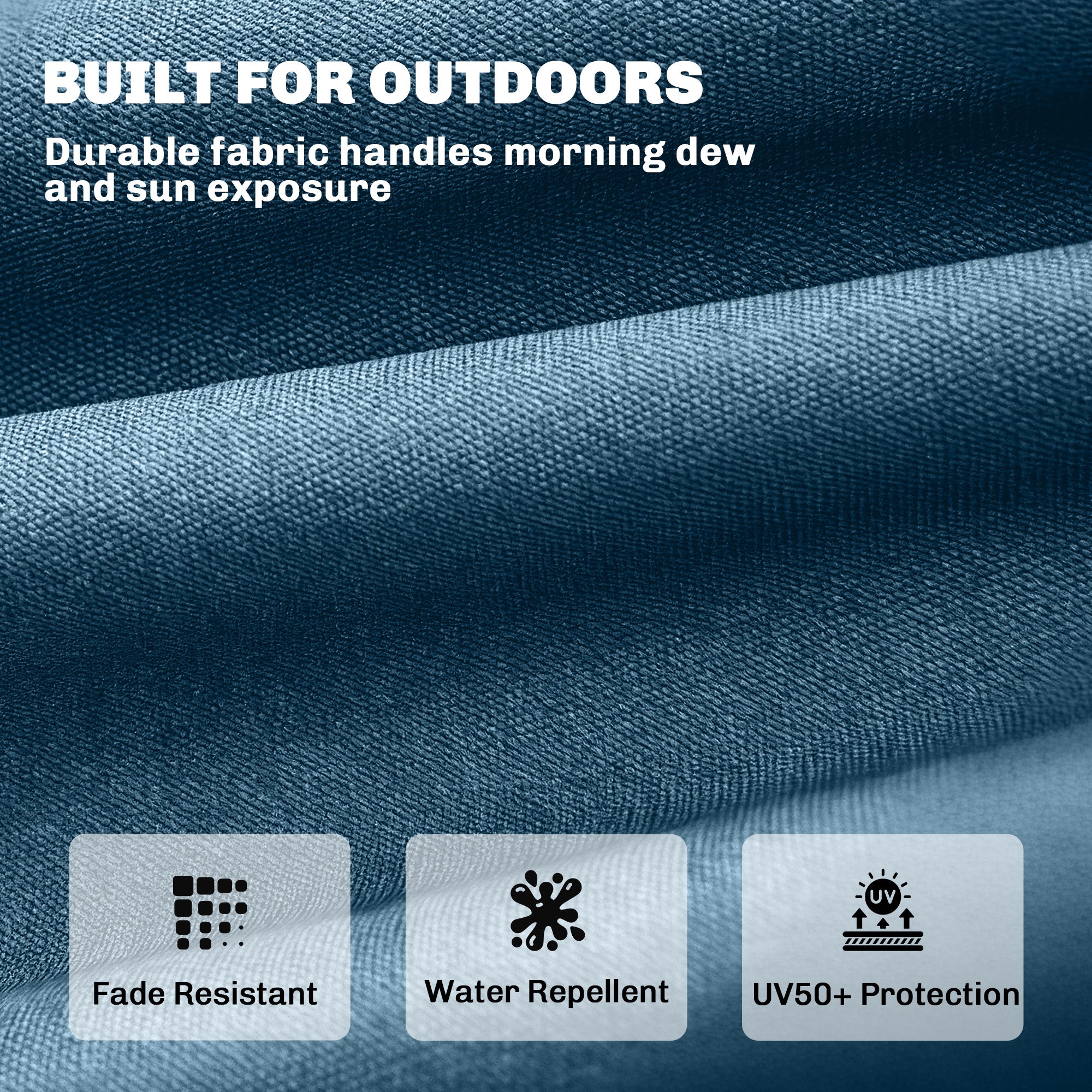 Sun Lounger Cushion, Memory Foam Patio Chair Cushion with Ties, Outdoor Seat Pad Fits 190 x 60 cm Lounger, Blue