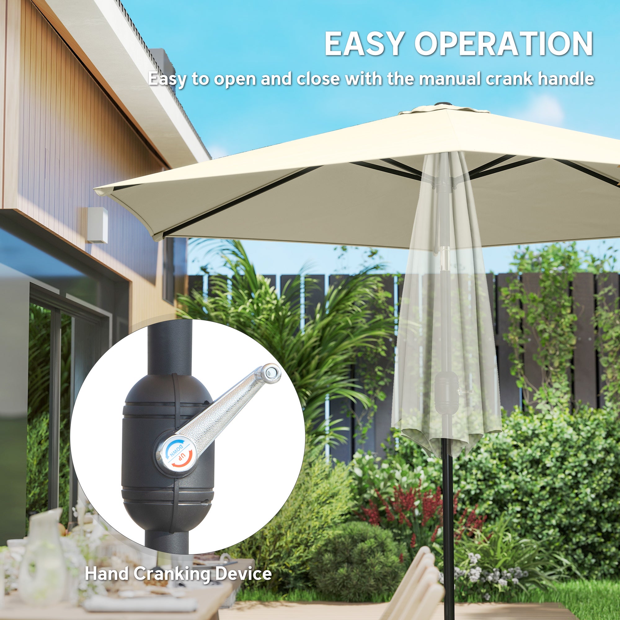 2.6 m Garden Parasol Umbrella with Aluminium Pole, Outdoor Patio Umbrella with Tilt and Crank, Vent, Cream White