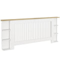 Radiator Cover with Open Storage Shelves, Vertical Slatted Cabinet Shelf Heater Cover for Living Room, Hallway, Extra Large, White