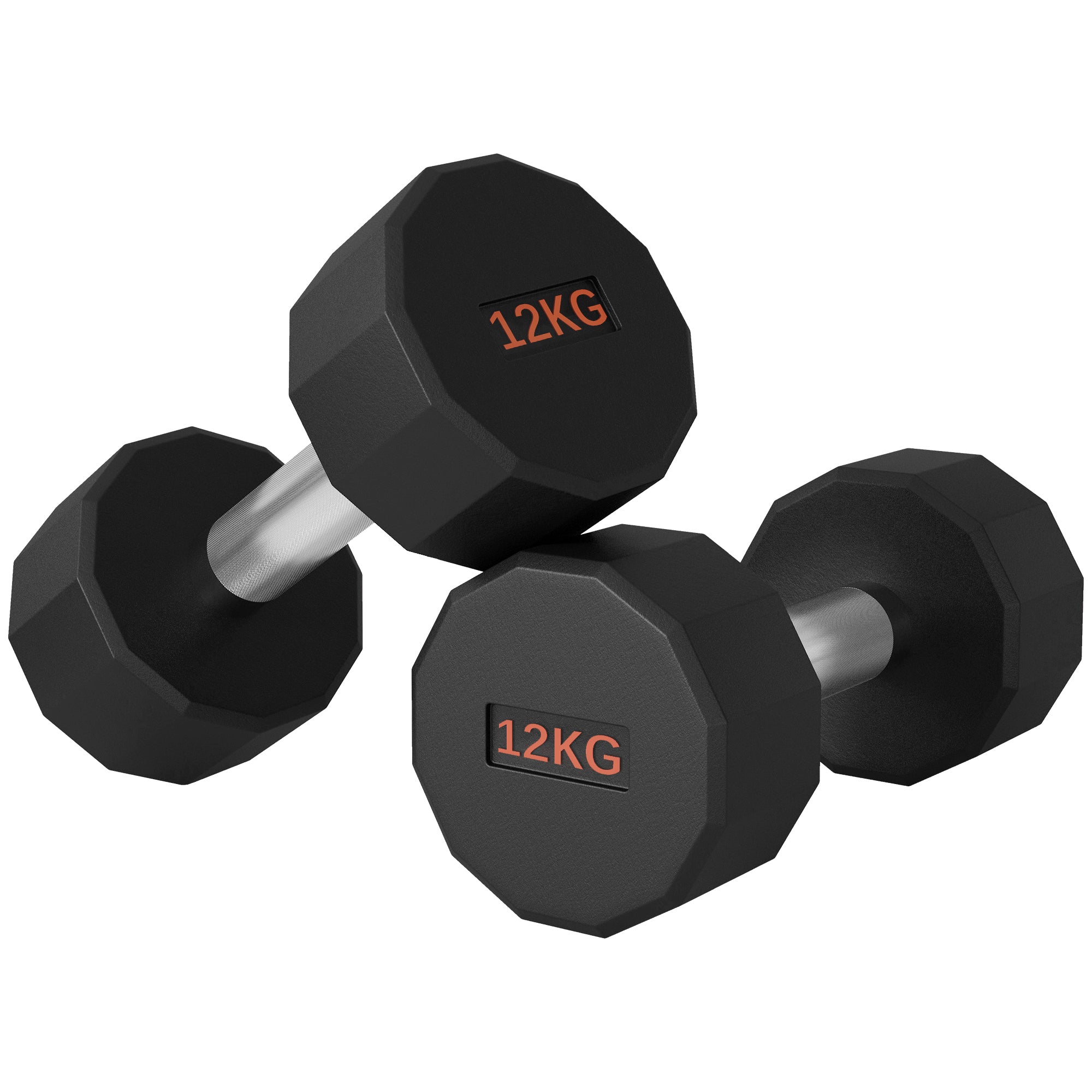 2 x 12kg Dumbbells Weights Set with 12-Sided Shape and Non-Slip Grip for Men Women Home Gym Workout