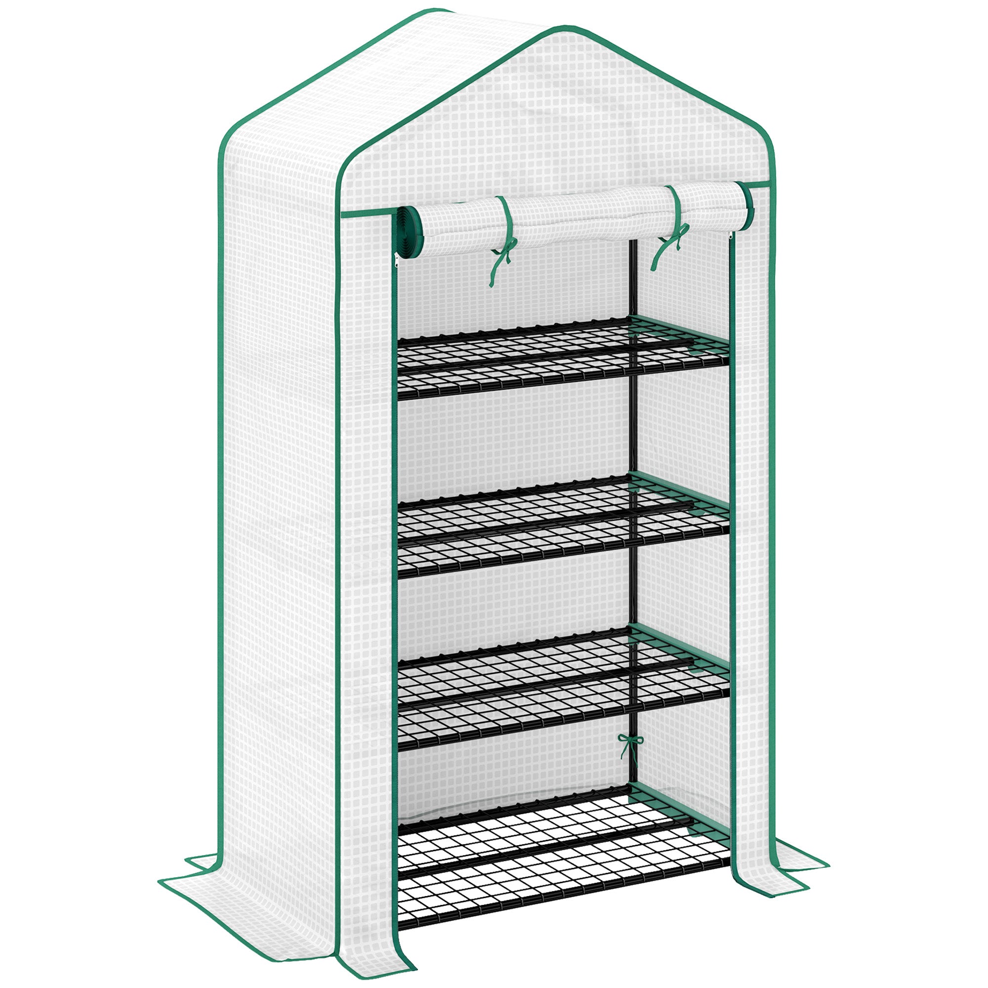 Four-Tier Mini Greenhouse, with Reinforced Plastic Cover