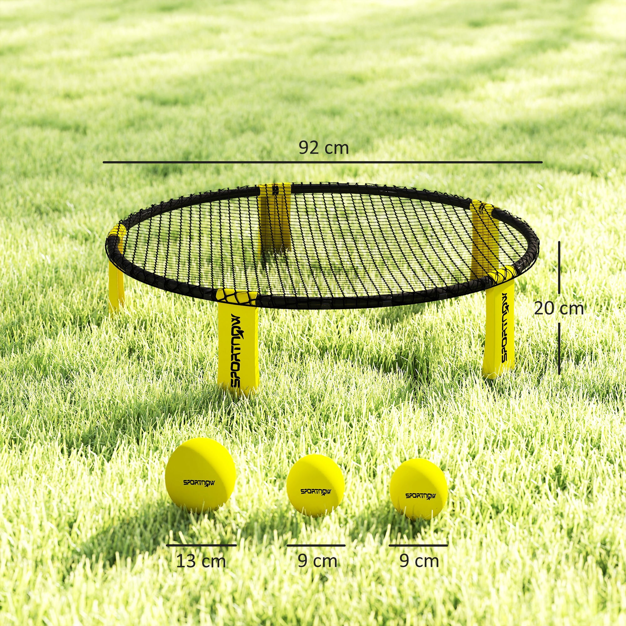 Spike Game Set, Mini Beach Games Set with Net, 3 Balls and Ball Pump, Portable with Carrying Bag for Outdoor Team Sports, Yellow