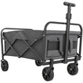 93L Festival Trolley on Wheels, Garden Folding Trolley Cart, 120kg Heavy Duty Collapsible Folding Wagon with Adjustable Handle and Carrying Bag for Beach, Camping, Festival, Grey
