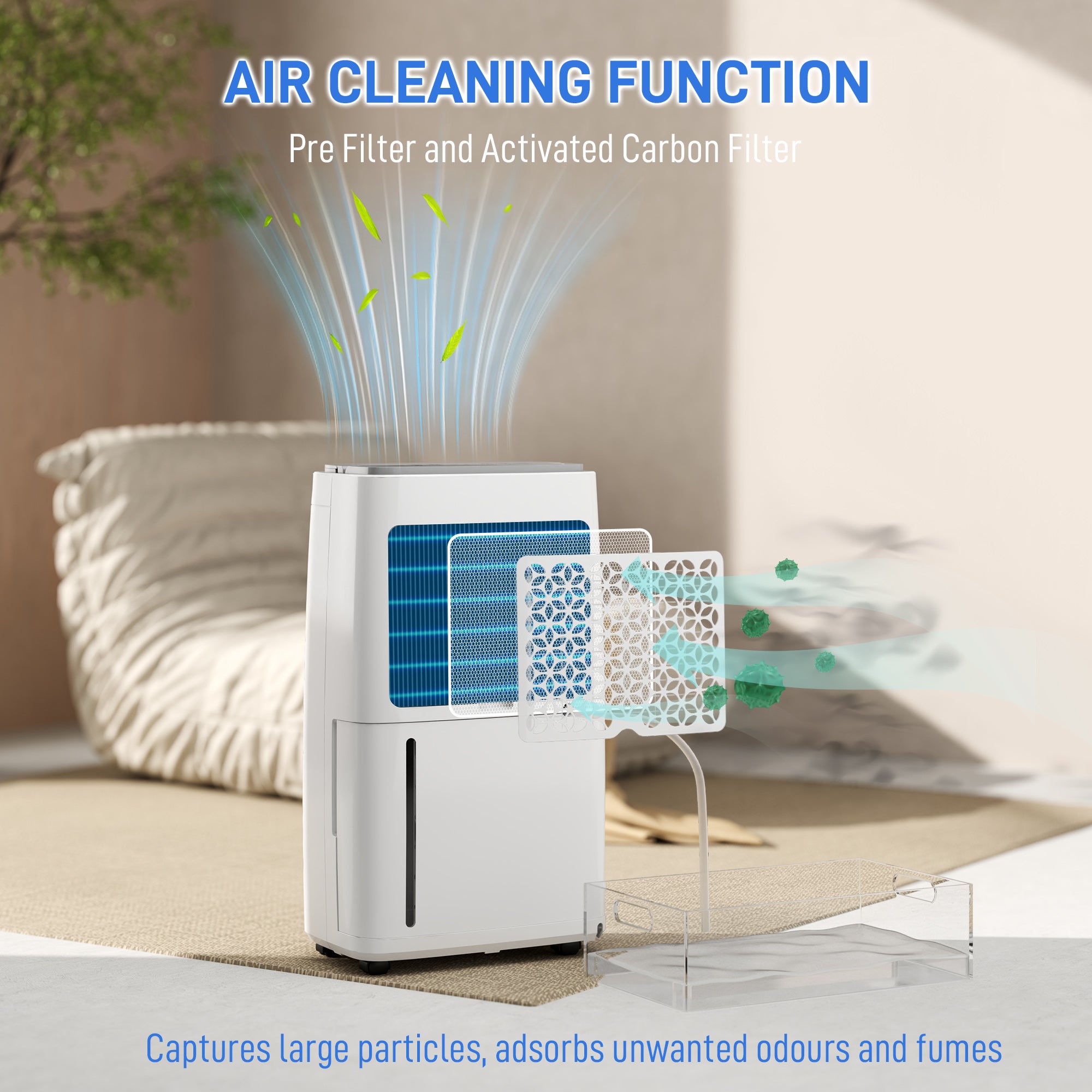 16L/Day Dehumidifier with Activated Carbon Air Filter, Continuous Drainage, 5.5L Water Tank, 24H Timer, Humidity Light, Dehumidifier for Home Damp, Bedroom, Condensation, Mould, Laundry Drying