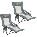 Camping Chair Reclining Portable Camp Chair with Detachable Footrest Cup Holder Grey