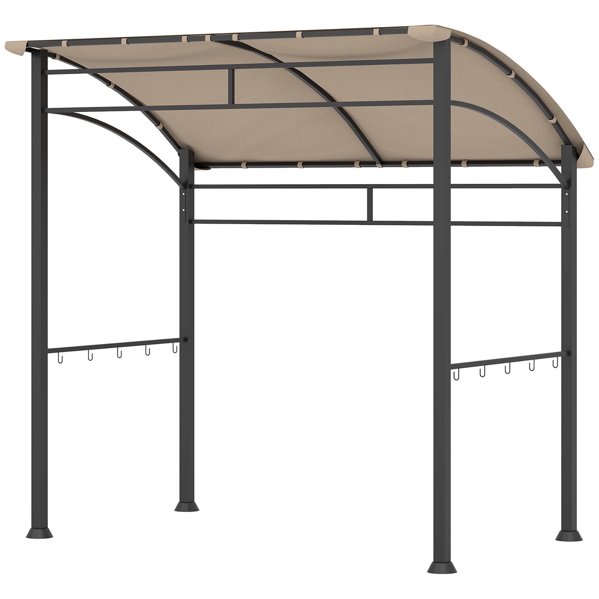 BBQ Grill Gazebo Tent with Metal Frame and Hooks - Khaki