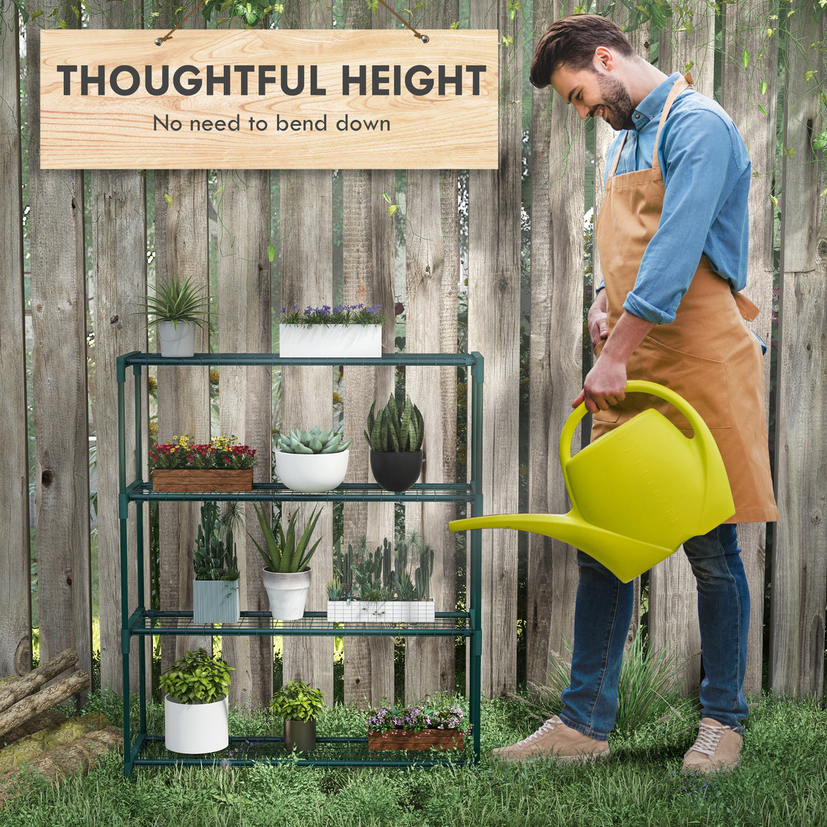 4 Tier Steel Plant Stand for Garden and Indoor Display - Dark Green
