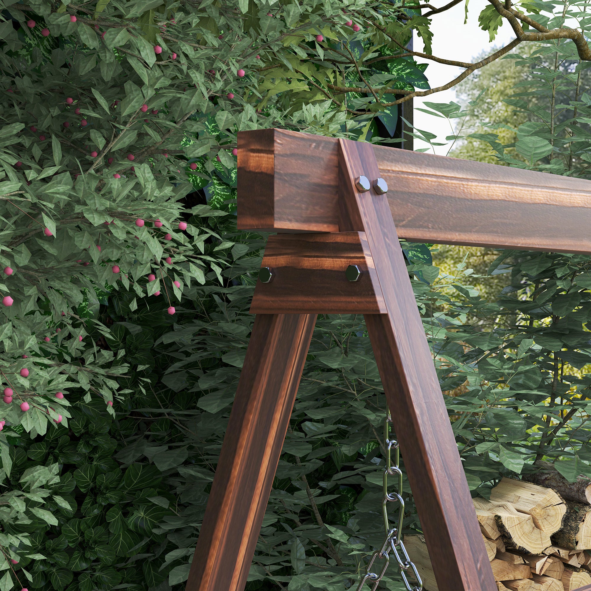 Three-Seater Wooden Swing Bench