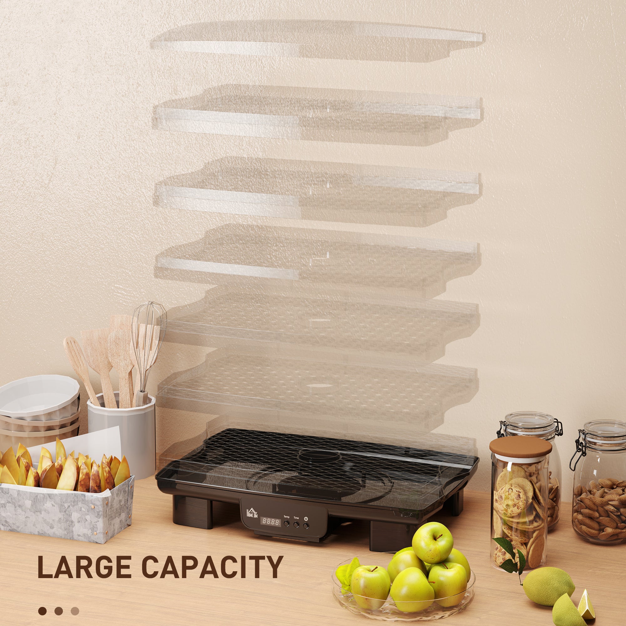 40-70℃ Six-Tray Food Dehydrator - Black